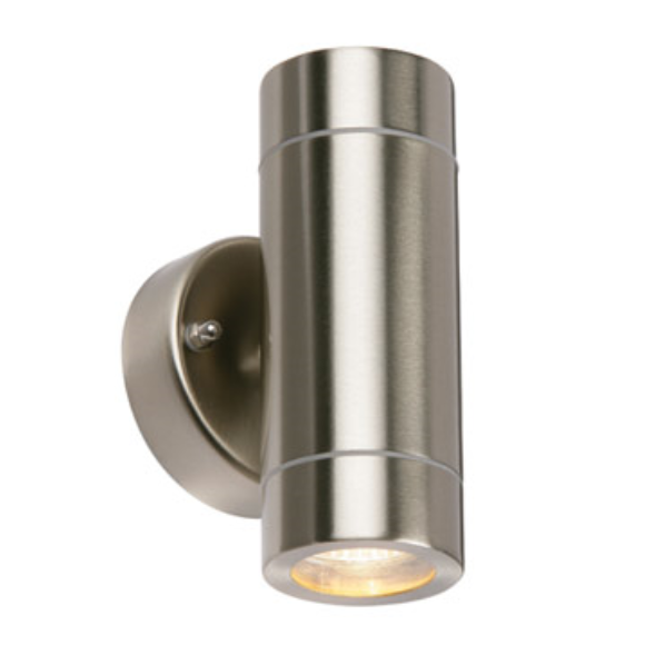Saxby 13802 Palin Wall Two Light IP44 Brushed Stainless