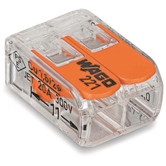 Wago 221-412 2 Conductor Compact Splicing Connector - Pack of 100