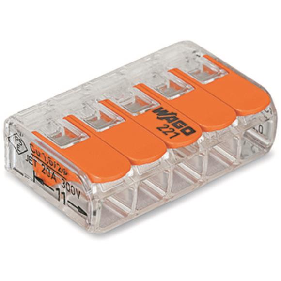 Wago 221-415 5 Conductor Compact Splicing Connector - Pack of 25