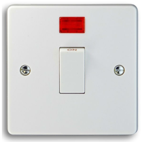 Crabtree 4015/3 20A 1G Double Pole Switch with Neon - White