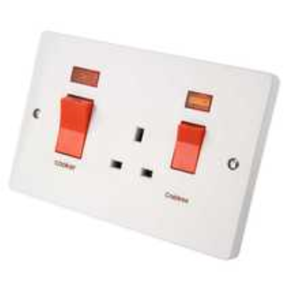 Crabtree 4520/31 45A Cooker Control Unit with Neon - White