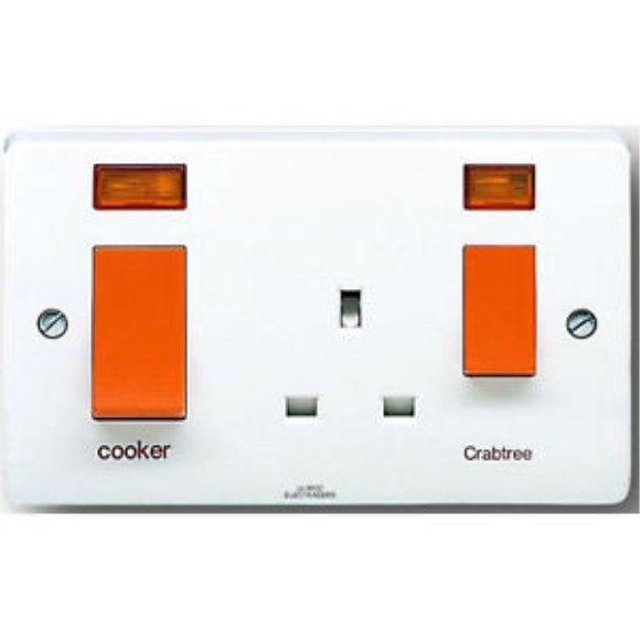 Crabtree 4521/31 45A Slim Cooker Control Unit with Neon - White