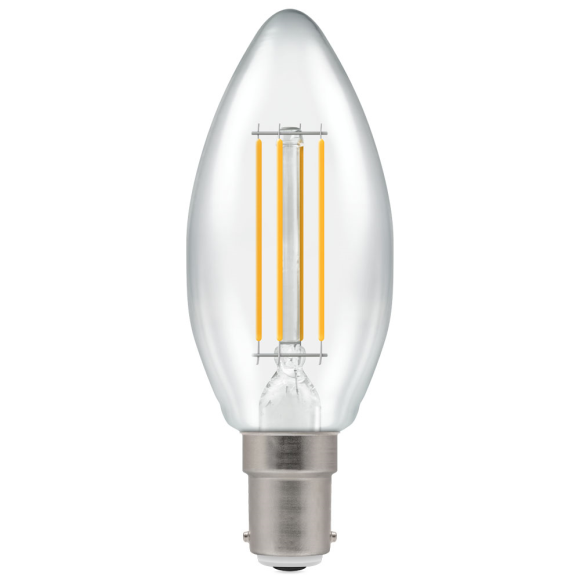 Crompton 7147 LED Filament Candle Lamp SBC-B15d 5W Warm White Dimmable