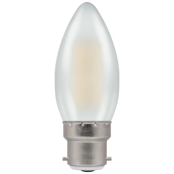 Crompton 7178 LED Filament Candle Pearl Lamp BC 5W Warm White Dimmable