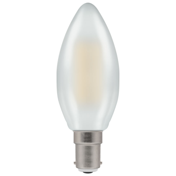 Crompton 7185 LED Filament Candle Pearl Lamp SBC-B15 5W Warm White Dimmable