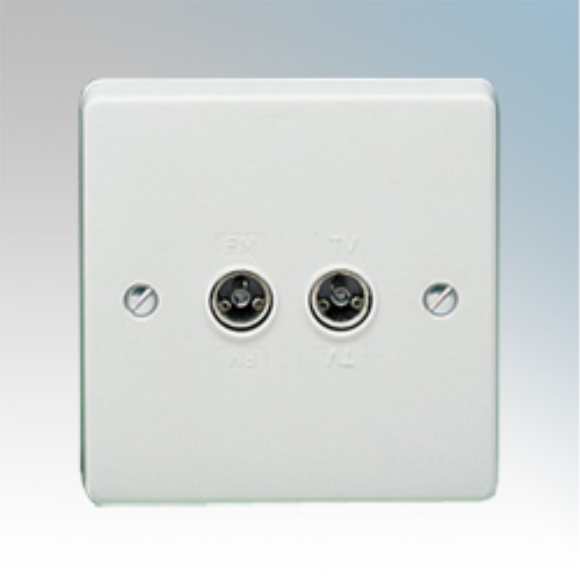 Crabtree 7266 1G 2 Way Direct Connection Coaxial Socket - White