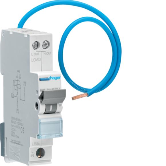 Hager ADA310G 10A A Rated B Type RCBO 6kA 30mA Compact Size SPN