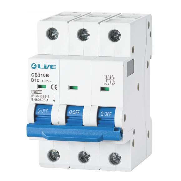 Live CB332B Triple Pole MCB 10kA B Curve 32A