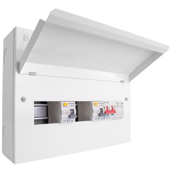 Click Elucian CUEB14MSRCDSP6 6 Usable Way Fixed Consumer Unit  SPD 100A Main Switch & 2x80A 30mA RCDs 