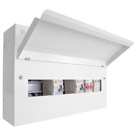 Click Elucian CUEB18MSRCDSP10 10 Usable Way Fixed Consumer Unit  SPD 100A Main Switch & 2x80A 30mA RCDs 