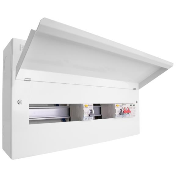 Click Elucian CUEB22MSRCDSP14 14 Usable Way Fixed Consumer Unit  SPD 100A Main Switch & 2x80A 30mA RCDs 
