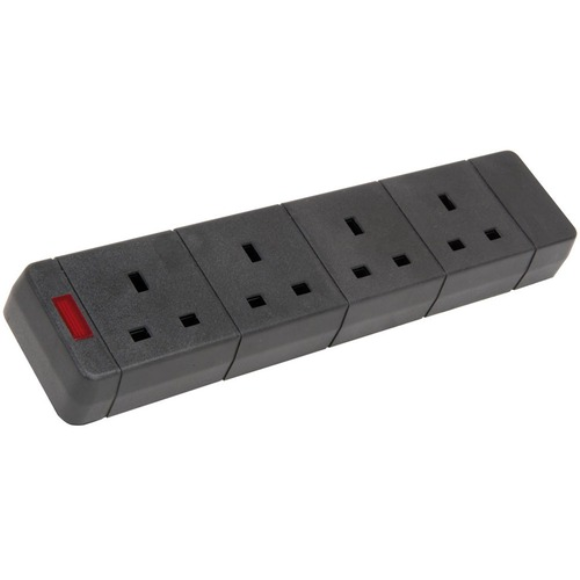 4 Gang Black Extension Block cw Neon