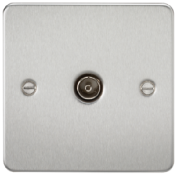 Knightsbridge Flatplate FP0100BC TV Outlet - Brushed Chrome