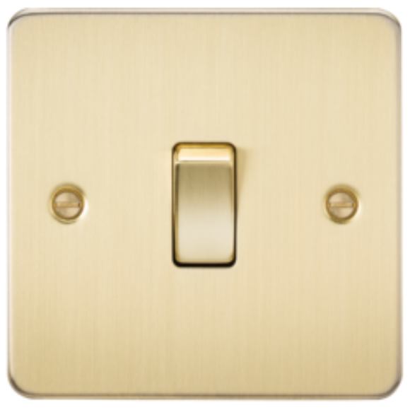 Knightsbridge Flatplate FP2000BB 1G 2Way Switch - Brushed Brass