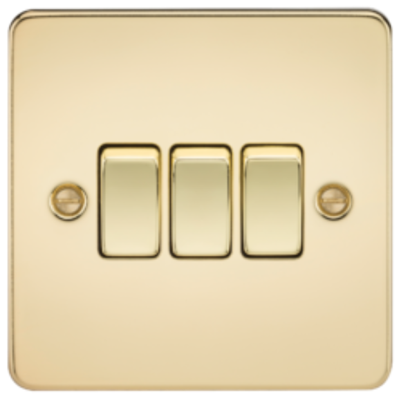 Knightsbridge Flatplate FP4000PB 3G 2Way Switch - Polished Brass