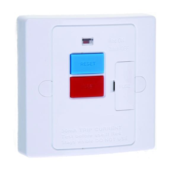 Niglon FS13RCD 13A Fused Spur RCD (Latching) - White Plastic