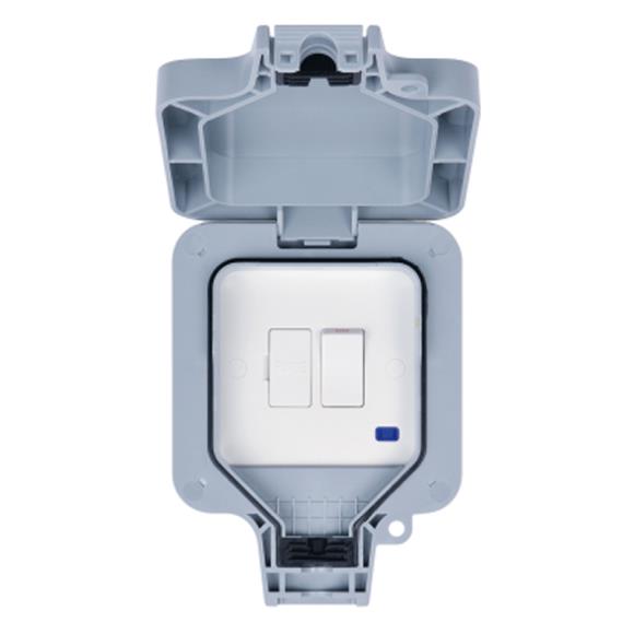 Niglon Weatherproof H-WS131FS 1G 13A Switched Fused Spur - Grey