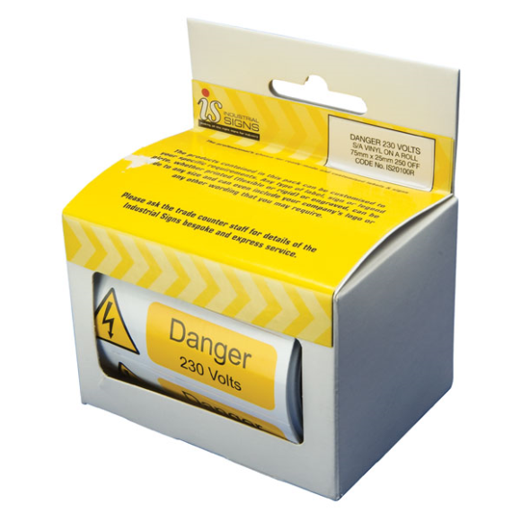 Industrial Signs IS20100R Danger 230V Label