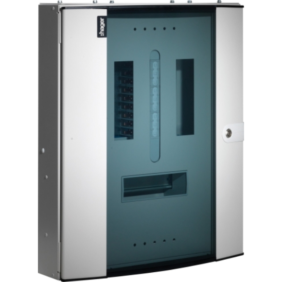 Hager JK108BG Distribution Board 8 Way TP&N 125 Amp Rated Busbar Glazed Door