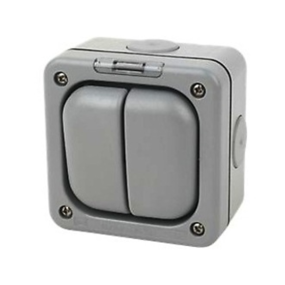 MK Weatherproof K56402GRY 2G 10A 1Way Switch - Anthracite Grey