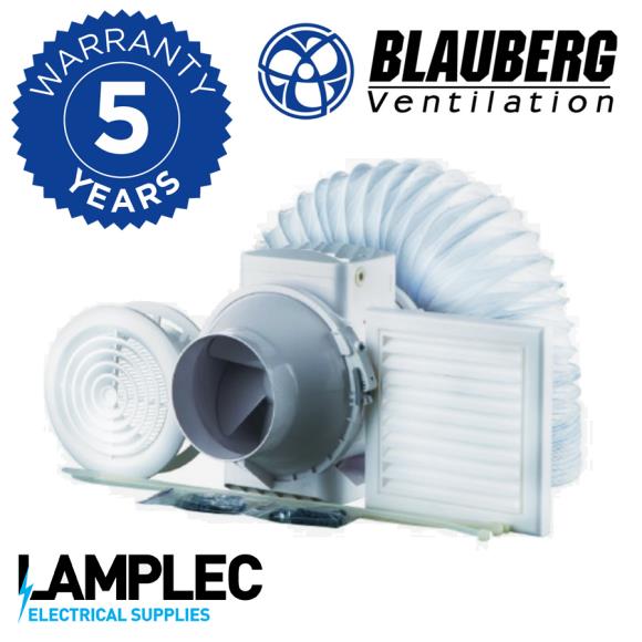 Blauberg KIT-TURBO-E-100-T-DPR Turbo Mixed Flow Shower Fan Kit with Timer