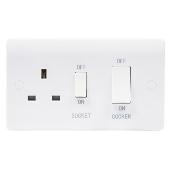 Niglon Median NCC45DP 45A DP Cooker Control Unit & 13A Socket - White Plastic