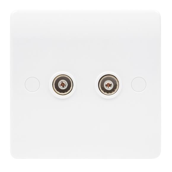 Niglon Median NCS2NI Non-Isolated Twin Co-Axial Socket - White Plastic