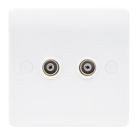 Niglon Median NCS2 Twin Co-Axial Socket - White Plastic