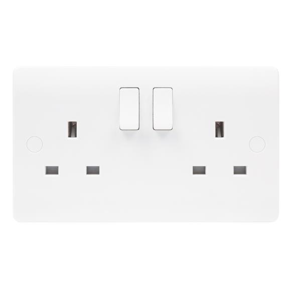 Niglon Median NS132DPS 2G DP Switched Socket Outlet - White Plastic