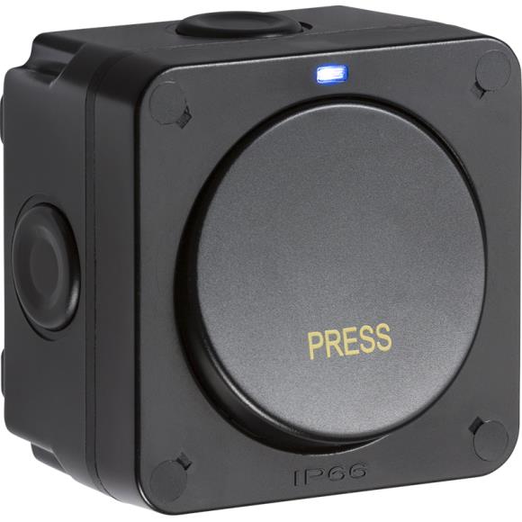 Knightsbridge Weatherproof OP21 1G SP 20AX 1Way Retractive Switch - Black 