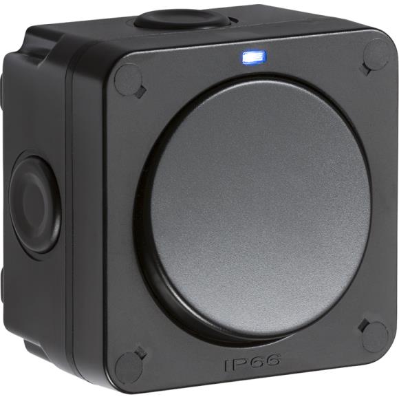 Knightsbridge Weatherproof OP2 1G SP 20AX 2Way Switch - Black