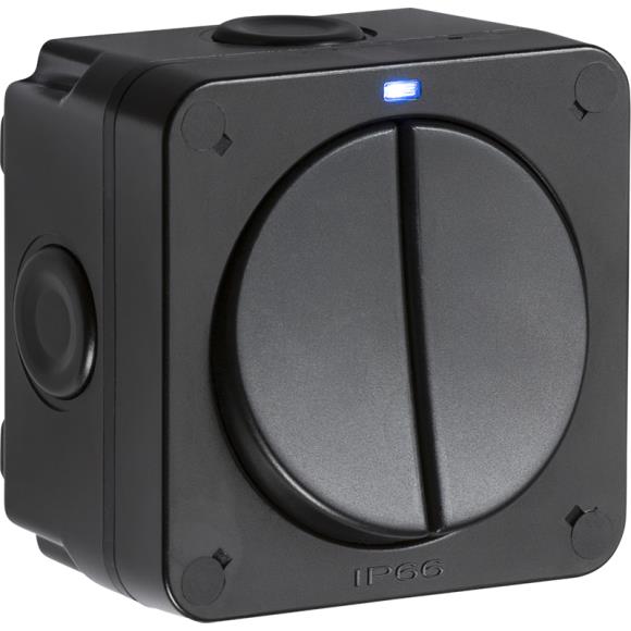 Knightsbridge Weatherproof OP3 2G SP 20AX 2Way Switch - Black