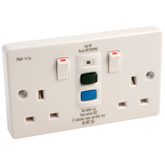 Europa RCD13ASSA 13A Double Switched RCD Socket - White Plastic