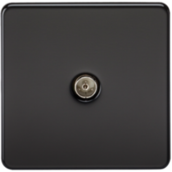 Knightsbridge Screwless SF0100MB TV Outlet - Matt Black
