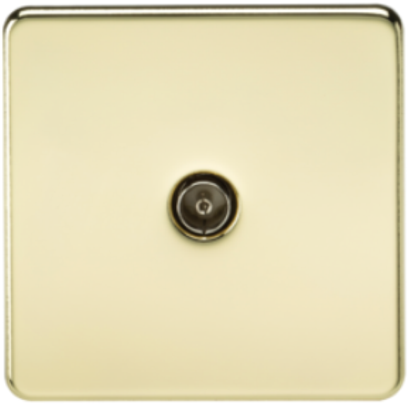 Knightsbridge Screwless SF0100PB TV Outlet - Polished Brass