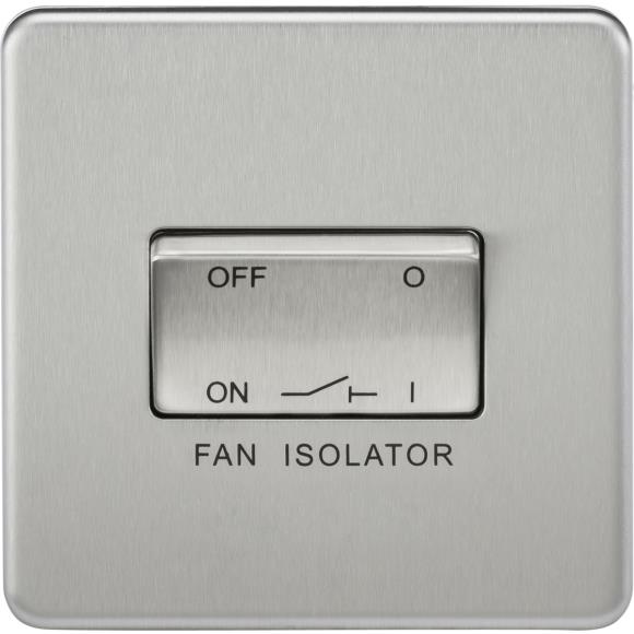 Knightsbridge Screwless SF1100BC Fan Isolator Switch - Brushed Chrome