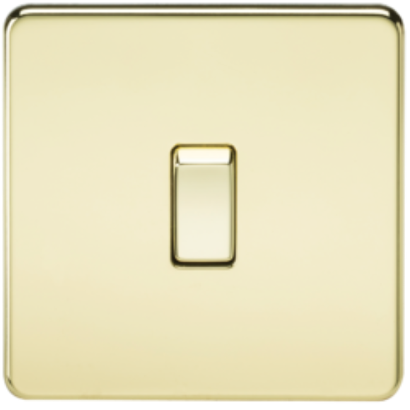 Knightsbridge Screwless SF8341PB DP 1G Switch - Polished Brass