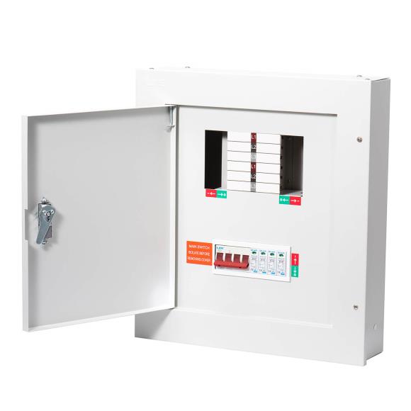Live TPN12-125S 12 Way Distribution Board with SPD Three Phase TP&N 125A Main Switch