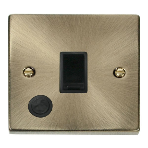 Click VPAB022BK 20A DP Plate Switch with Flex Outlet - Antique Brass Black Insert