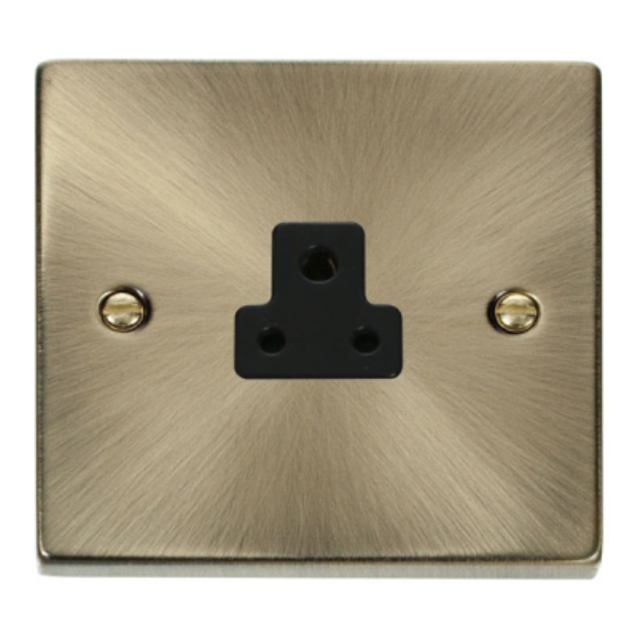 Click VPAB039BK 2A Round Pin Socket Outlet - Antique Brass Black Insert