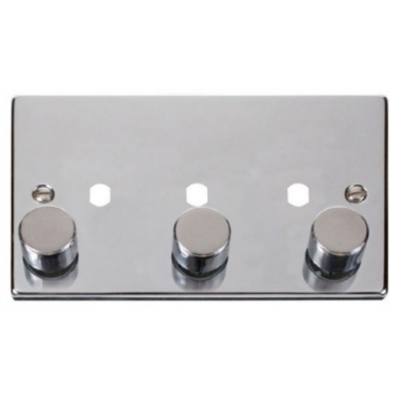 Click VPCH153PL 3G Dimmer Plate 3 Aperture - Polished Chrome
