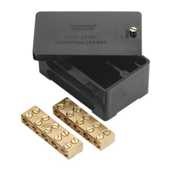 Click WA228 100A DP Henley Block Junction Box Black