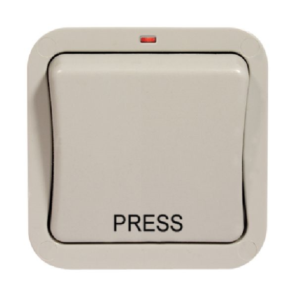 BG Weatherproof WP14 20A Bell Push Switch with LED - Grey