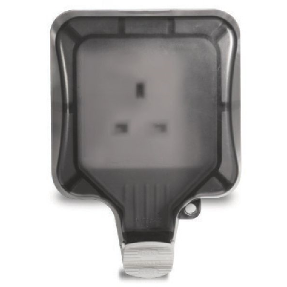 BG Weatherproof WP23 13A Single Unswitched Socket - Grey