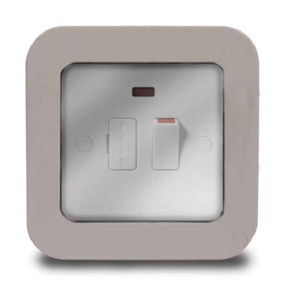 BG Weatherproof WP53 Switched Fuse with LED & Flex Outlet - Grey